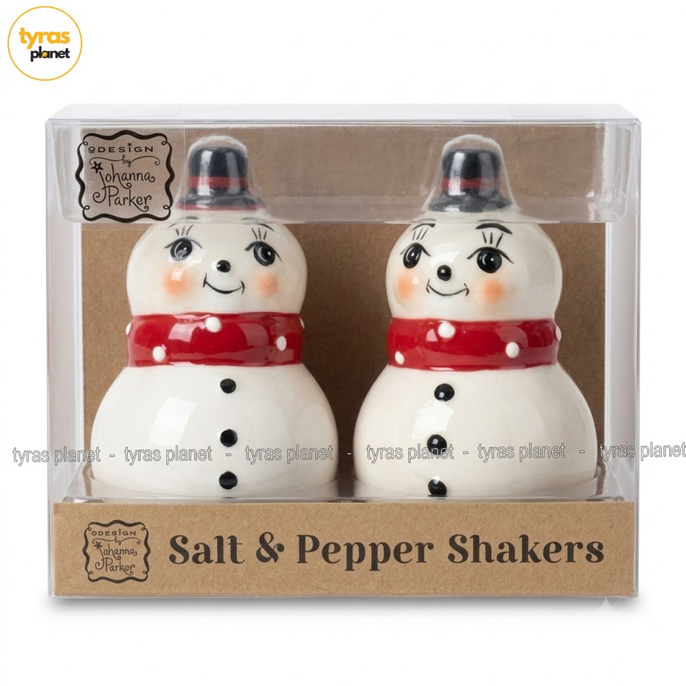 Johanna Parker Transpac Snowman Red Scarf Salt Pepper Shakers Christmas Ceramic